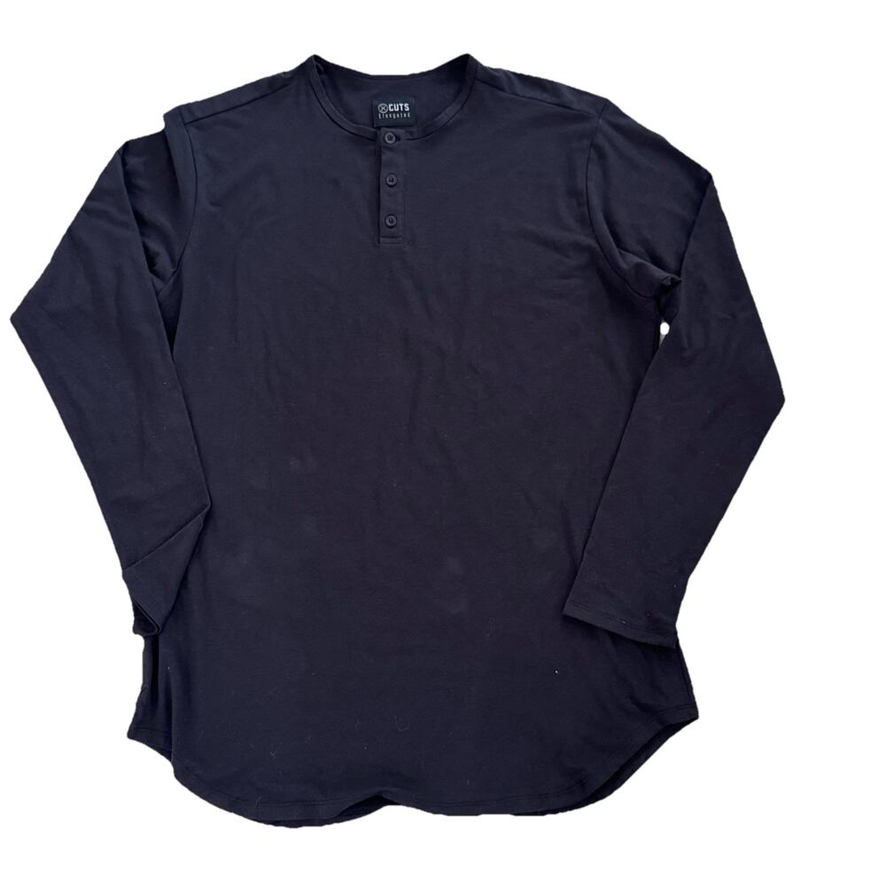 CUTS Elongated Mens Henley Long Sleeve Shirt XL Stretch Comfort Performance